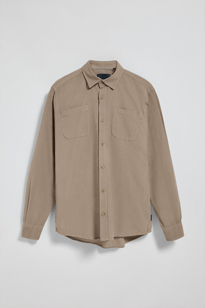 Camisa com bolsos Massachusetts cor camel e bordado Polo Club