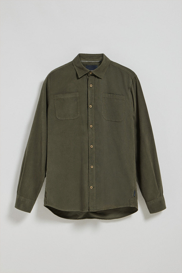 Koszula z kieszeniami Massachusetts w kolorze khaki z wyszywanym logo Polo Club