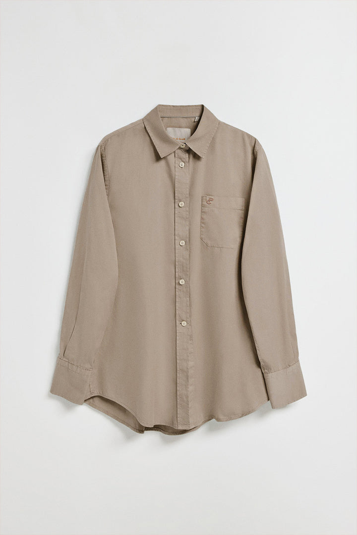 Camisa Simona cor camel com monograma bordado PC