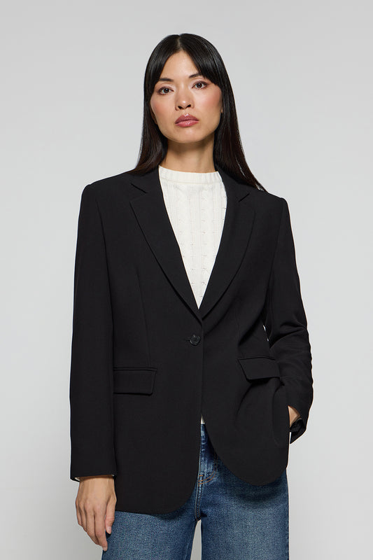 Blazer preto abotoado com pormenores Polo Club