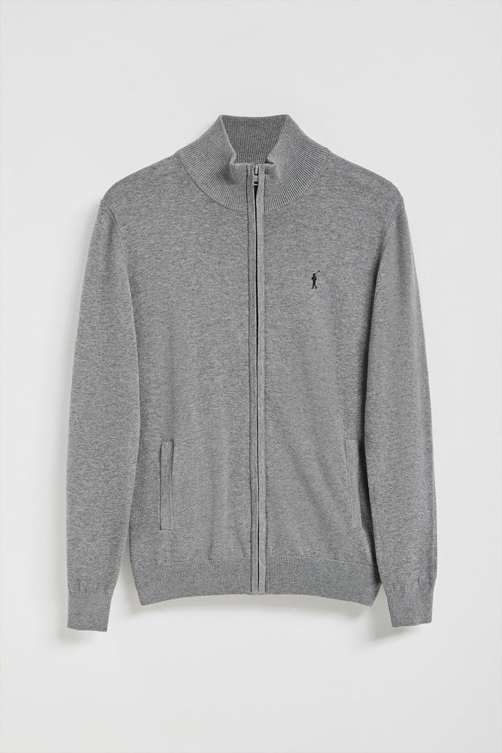 Cardigan de malha cinza vigoré e bordado Rigby Go