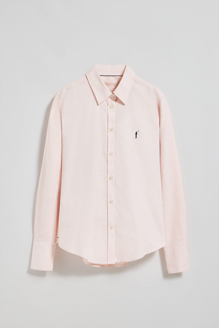 Camisa oxford rosa palo con logo bordado Rigby Go