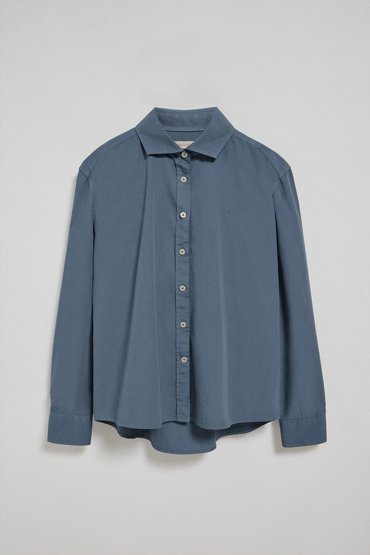 Camisa loose fit azul denim com logo block Polo Club
