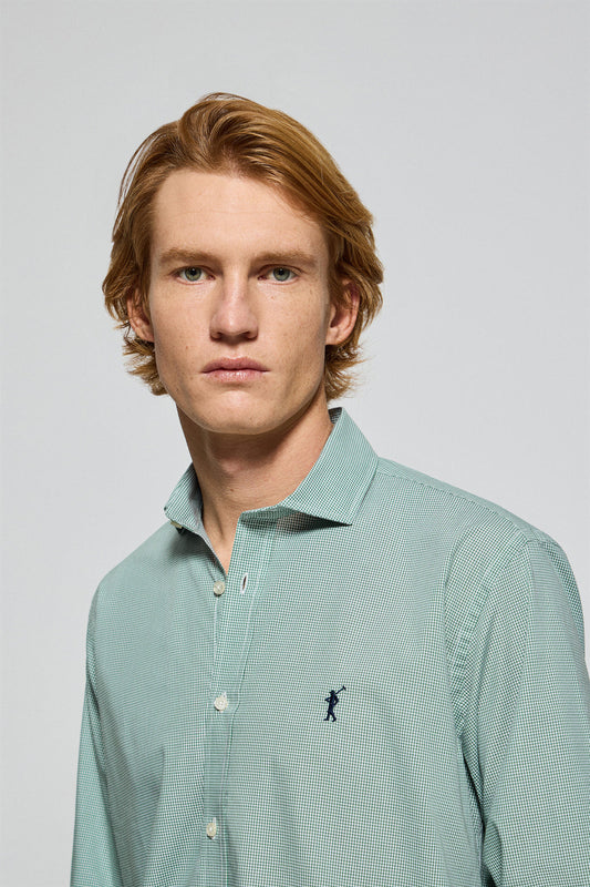Camisa Arizona de cuadro vichy verde con bordado Rigby Go