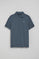 Polo de três botões azul denim com logotipo bordado Rigby Go