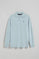 Polo de manga comprida com três botões em azul claro com logotipo Rigby Go