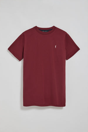 Camiseta granate con cuello redondo y logo bordado Rigby Go