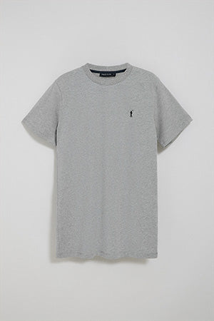 Camiseta gris vigoré con cuello redondo y logo bordado Rigby Go