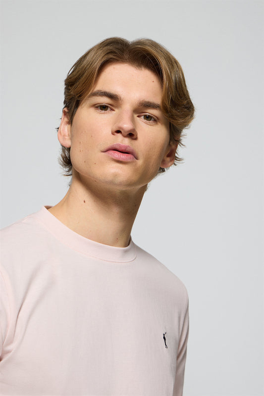 Camiseta rosa claro con cuello redondo y logo bordado Rigby Go