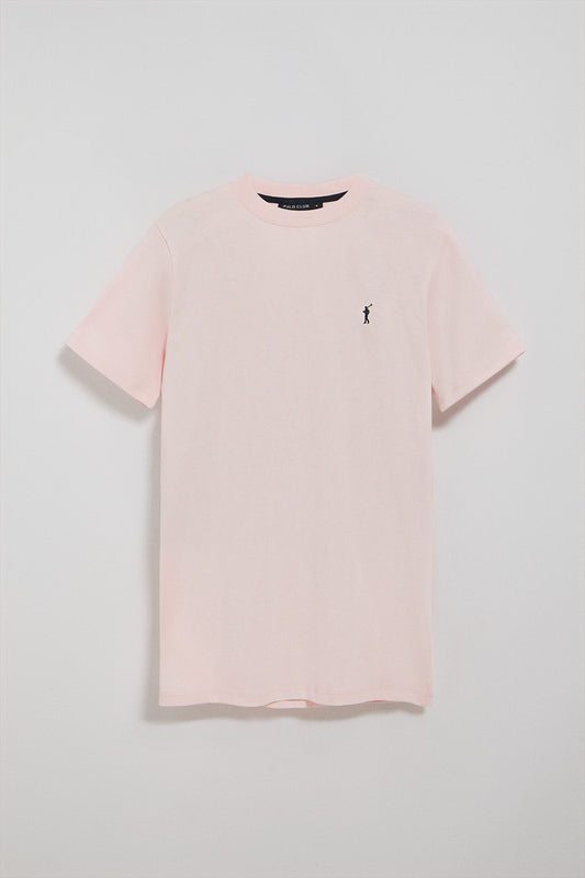 Camiseta rosa claro con cuello redondo y logo bordado Rigby Go