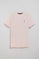 T-shirt cor de rosa claro com decote redondo e logo bordado Rigby Go