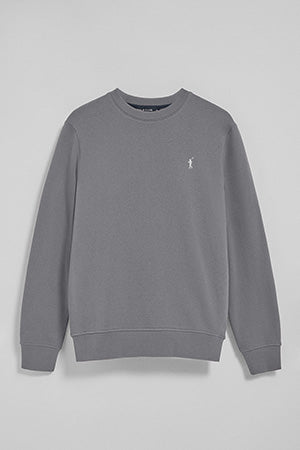 Sudadera de cuello redondo gris asfalto con logo bordado Rigby Go