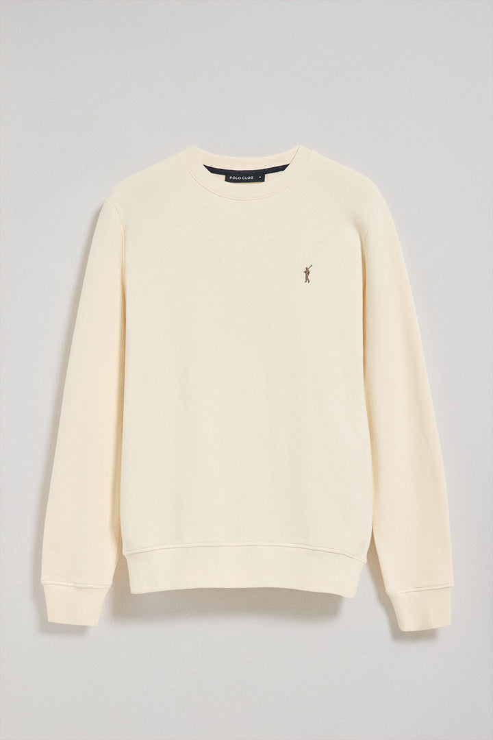 Bluza z okrągłym dekoltem w kolorze ecru, z wyszywanym logo Rigby Go