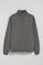 Sweatshirt com meio fecho de correr cinza asfalto com logotipo bordado Rigby Go