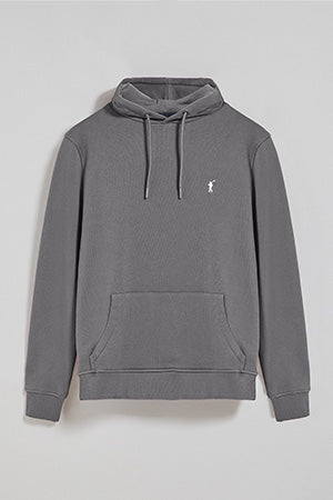 Sudadera gris asfalto de capucha y bolsillos con logo bordado Rigby Go
