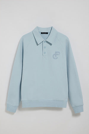 Sudadera polera Gorka azul claro con monograma Polo Club