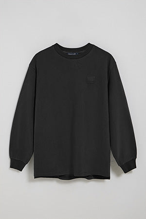 Black round-neck long-sleeve T-shirt with Polo Club detail