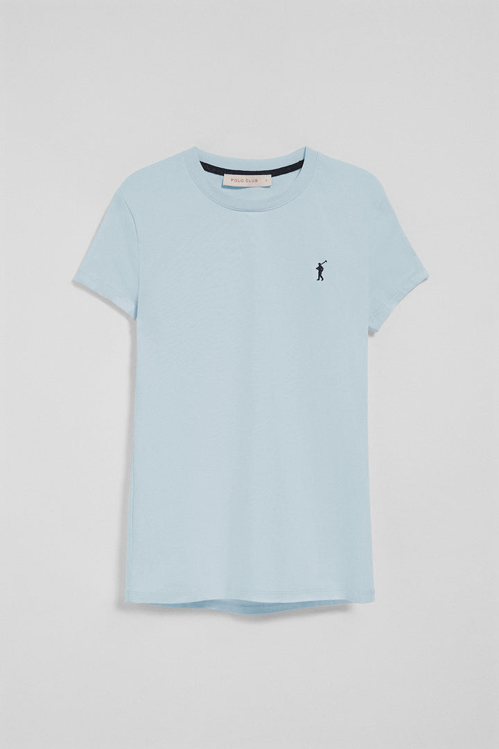 Camiseta azul claro de manga corta con logo bordado Rigby Go