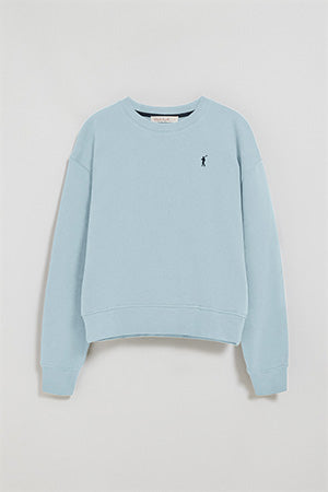 Sweatshirt azul clara com decote redondo com logotipo bordado Rigby Go