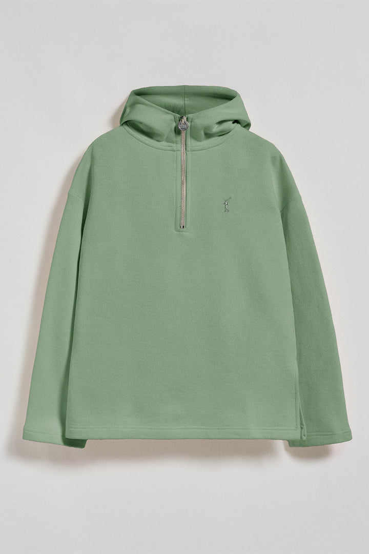 Sudadera Sinsajo verde jade con capucha y cremallera con logo Rigby Go