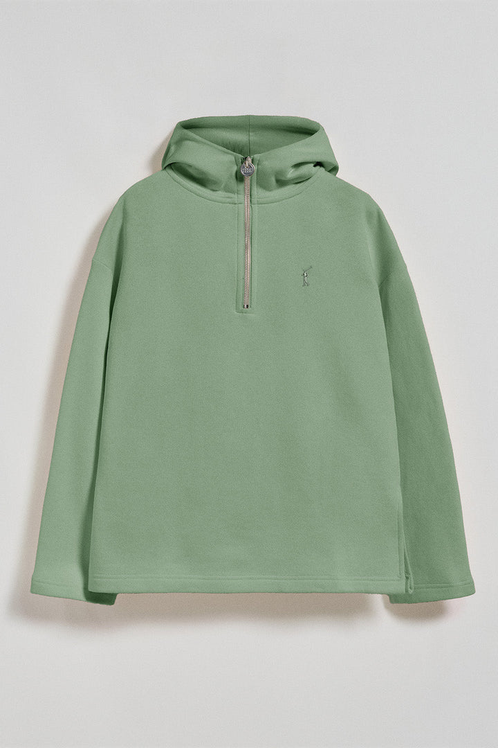 Sudadera Sinsajo verde jade con capucha y cremallera con logo Rigby Go