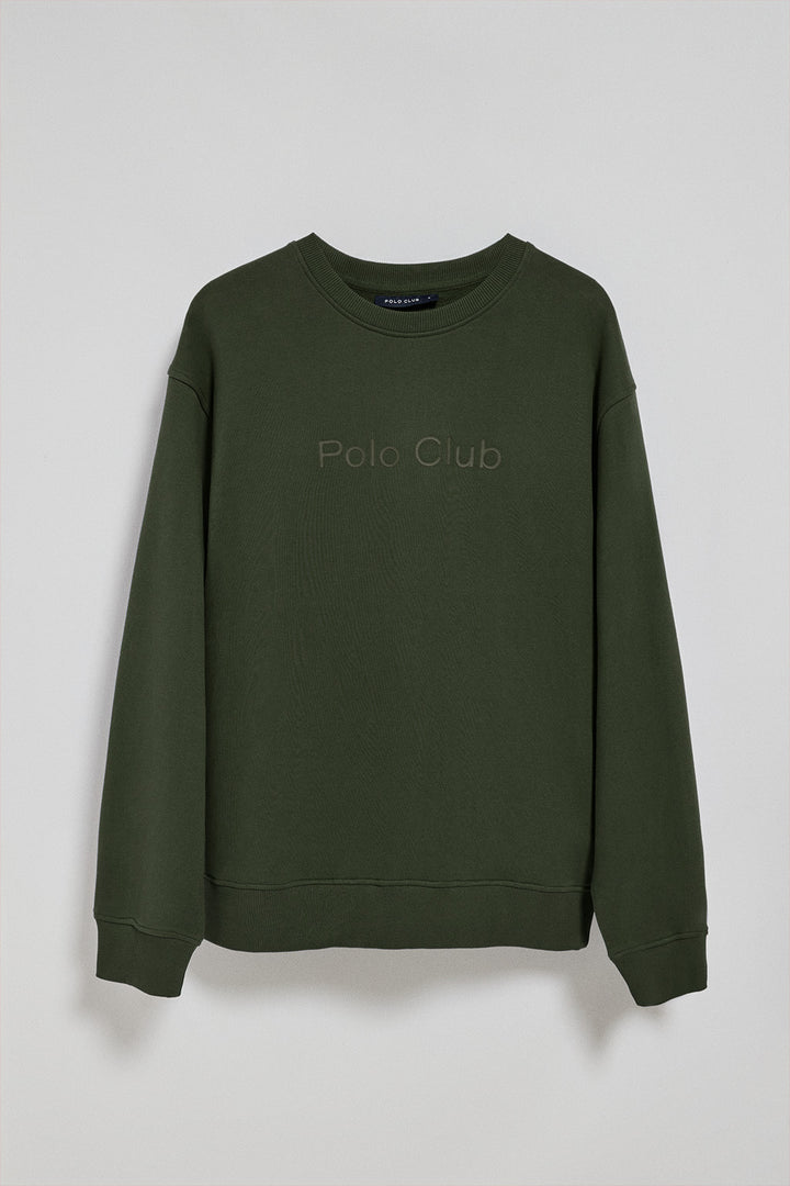 Ciemnozielona bluza z okrągłym dekoltem i logo Polo Club