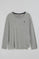 Grey-marl long-sleeve basic T-shirt with Rigby Go logo