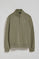 Green half-zip sweatshirt with Rigby Go logo