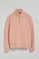 Pale-pink half-zip sweatshirt with Rigby Go logo
