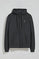 Black hoodie with zip and Rigby Go embroidery