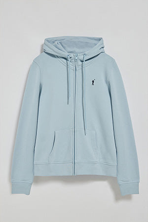 Sudadera azul claro de bolsillos con cremallera y capucha con bordado Rigby Go