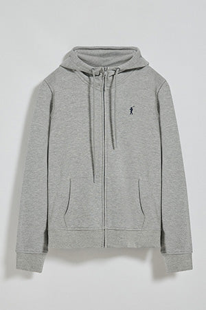 Sudadera gris vigoré de bolsillos con cremallera y capucha con bordado Rigby Go