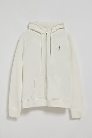 Sudadera beige de bolsillos con cremallera y capucha con bordado Rigby Go