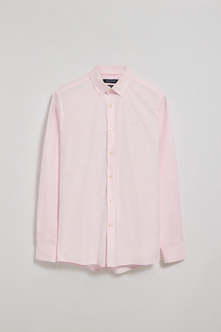 Camisa lisa oxford rosa com logo bordado Polo Club
