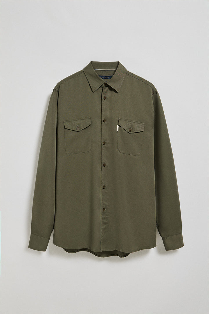 Camisa Franklin cor caqui com bolsos regular fit