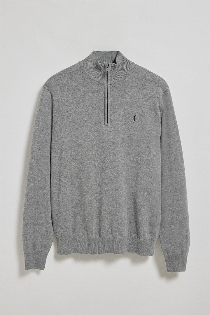 Jersey gris vigoré de punto con cremallera y logo bordado Rigby Go
