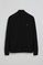 Black knit cardigan with zip and Rigby Go embroidery
