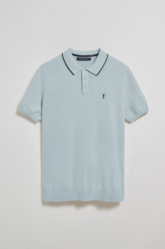 Polo azul claro de malha com botões e bordado Rigby Go