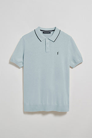Polo azul claro de malha com botões e bordado Rigby Go