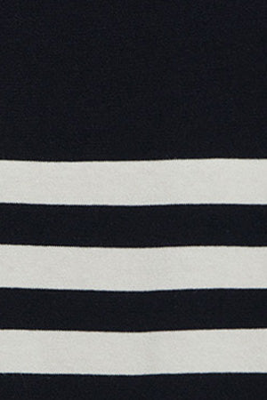 Camisola azul marinho de manga curta às riscas com escudo náutico