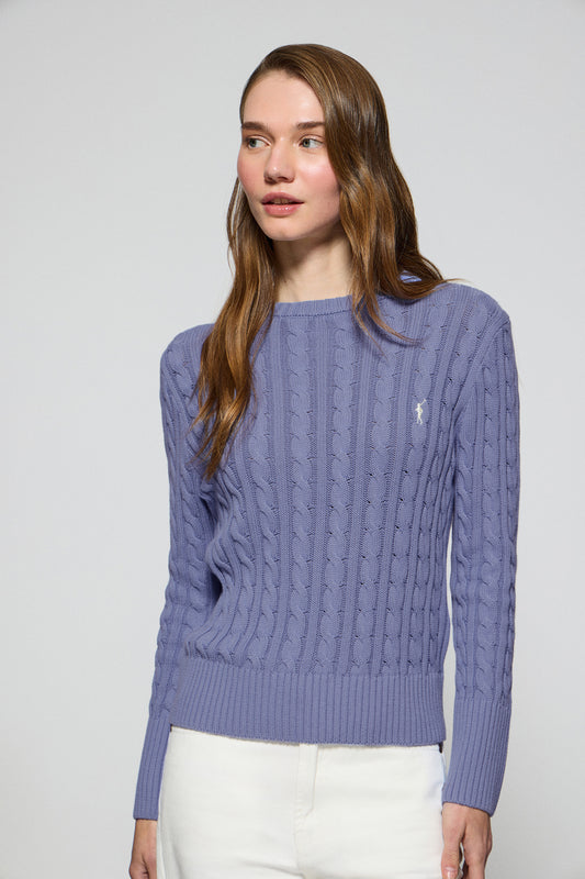 Jersey azul trenzado de cuello redondo y bordado Rigby Go