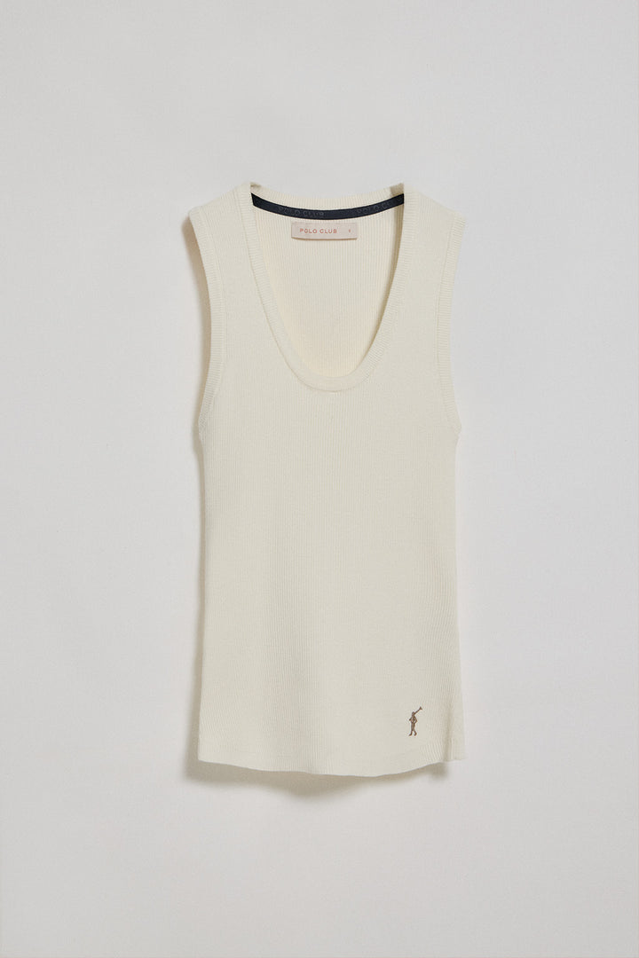 Jersey beige de tirantes acanalado con bordado Rigby Go
