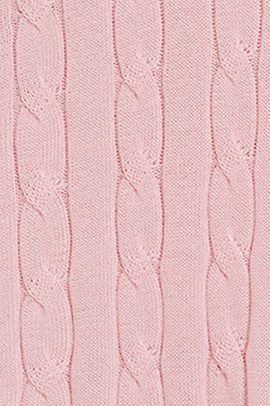 Camisola rosa trançada com decote em V com monograma bordado