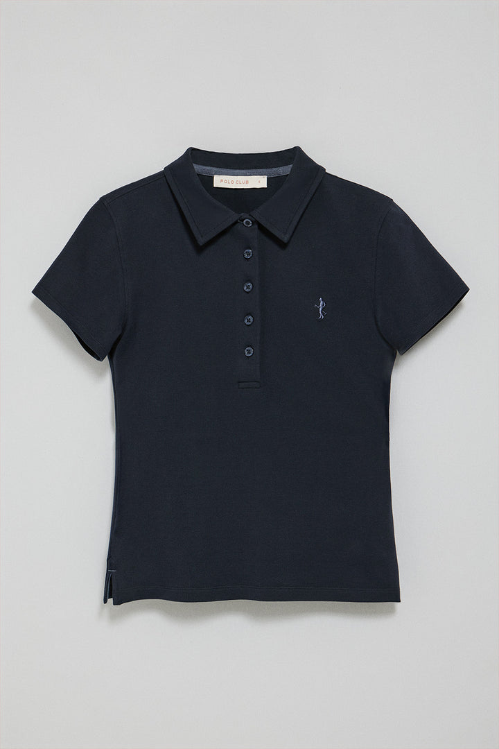 Polo azul marino de manga corta de algodón y bordado Rigby Best