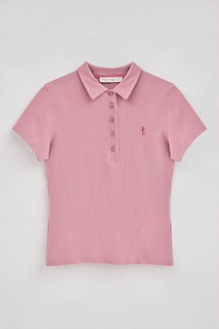 Polo rosa empolvado de manga corta de algodón y bordado Rigby Best