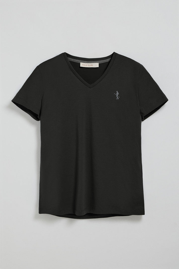 Camiseta negra de escote en pico y bordado Rigby Best