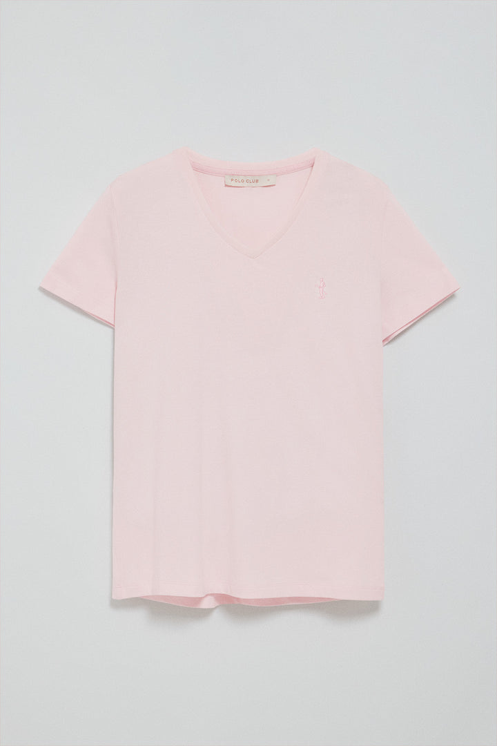 Camiseta rosa de escote en pico y bordado Rigby Best