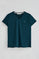 Camiseta azul verdoso de escote en pico y bordado Rigby Best