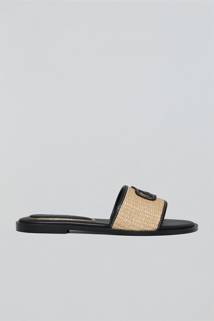 Black raffia sandal Greta with PC logo