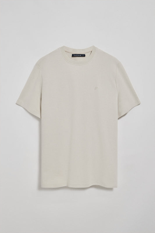 Camiseta gris claro microestructura con monograma bordado PC